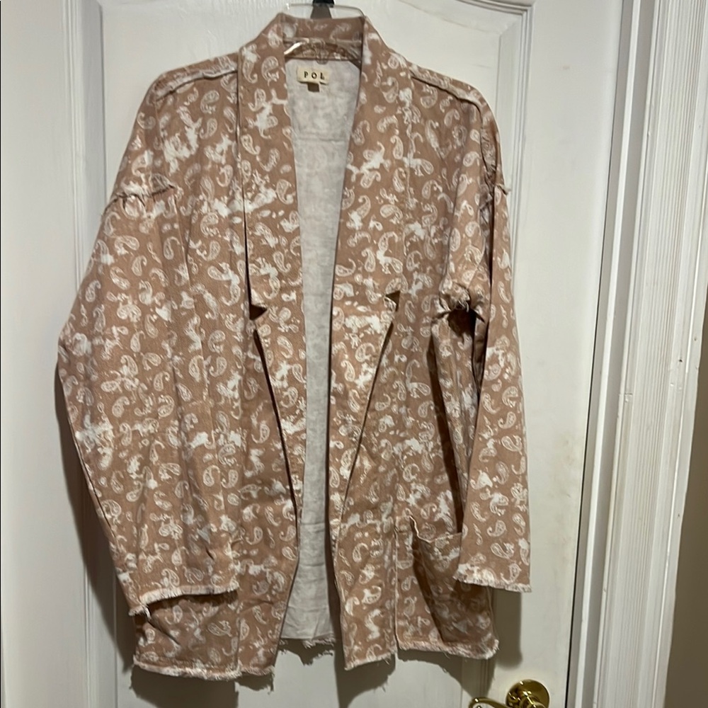 POL Tan and White Paisley Blazer